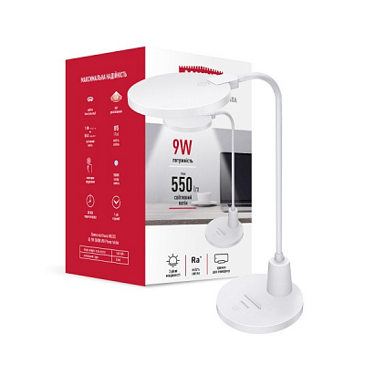 Настольная лампа офисная Maxus 9 Вт белый 1-MDL-9W-WH
