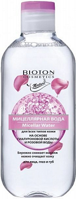 Міцелярна вода Bioton на основі гіалуронової кислоти та розової води 300 мл