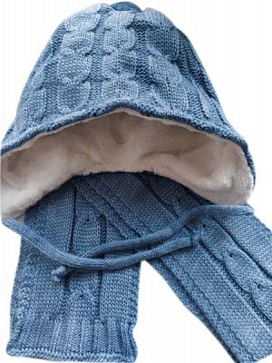 Комплект шапка + шарф для мальчиков Mari-Knit 0850 р.38-40 джинс 