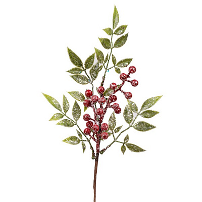 Гілочка декоративна YES! Fun з червоними ягодами глітер 32 см 973890