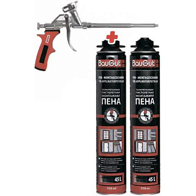 Піна монтажна BauGut PRO 2x750 мл + пістолет