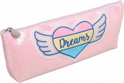 Пенал на молнии Dreams сердце розовый