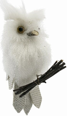 Декоративна фігура Сова на гілці біла 15 см