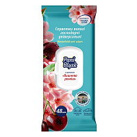 Влажные салфетки Pani Blysk универсальные парфюмированные Вишневая роскошь 19x20 см 48 шт./уп. белые