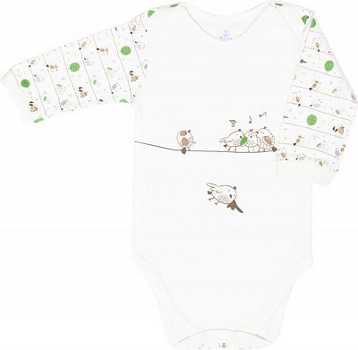Боди детское унисекс Baby Veres Funy sparrows цельный р.80 молочный 