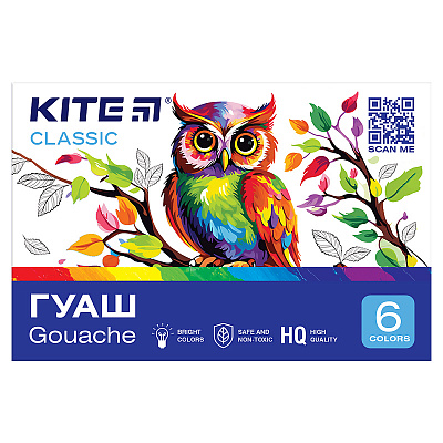 Фарба гуашева 6 кольорів Classic 20 мл K-062 KITE