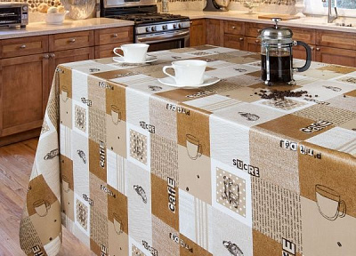 Скатертина Преміум 140x200 см білий з коричневим УкрСкат