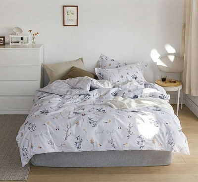 Комплект постільної білизни Silver blossom полуторний різнокольоровий принт La Nuit