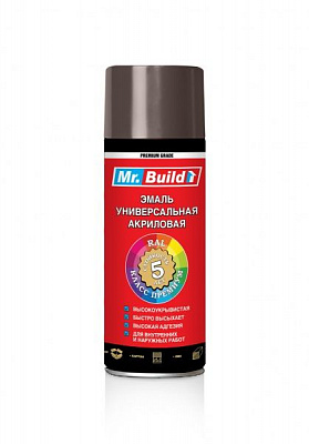 Емаль аерозольна Mr.Build універсальна акрилова RAL 8017 шоколадно-коричневий глянець 400 мл