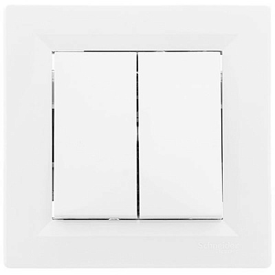 Выключатель двухклавишный Schneider Electric Asfora самозажимные контакты без подсветки 10 А 220В IP20 белый EPH0300121