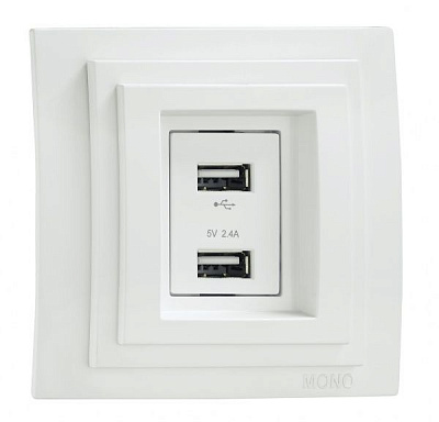 Розетка USB двойная Mono Larissa белый 103-191905-178