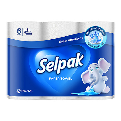 Бумажные полотенца Selpak Super Absorbent трехслойная 6 шт.