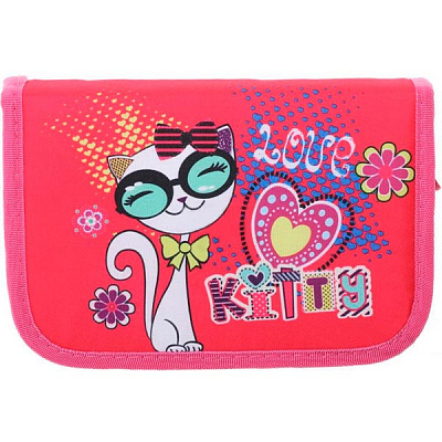 Пенал школьный Котенок 19,5x13x4 см разноцветный