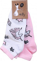 Комплект носков Molly № 1 белый единорог + розовый единорог р.22–24 в ассортименте 