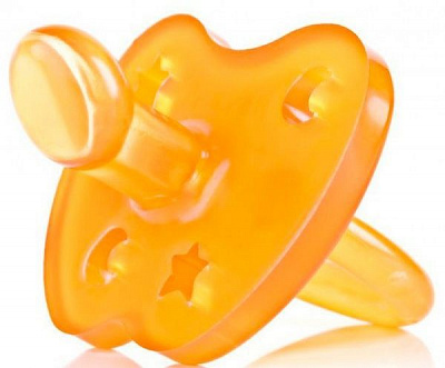 Соска-пустушка Hevea Star and Moon анатомічна від 0 до 3 місяців Жовтогаряча