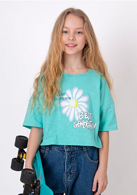 Футболка для девочек Mevis р.122 зеленый 4663-02 