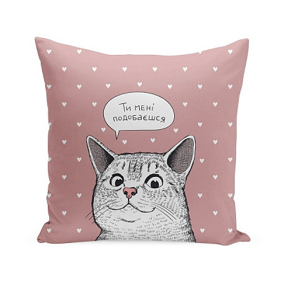 Подушка декоративная Влюблённый кот 38x38 см разноцветный Orner 