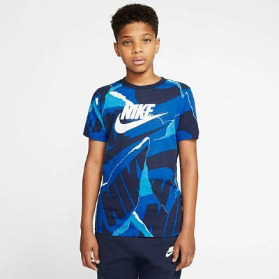 Футболка Nike B NSW TEE AOP MULTI BRAND MARK CT2618-480 S синий
