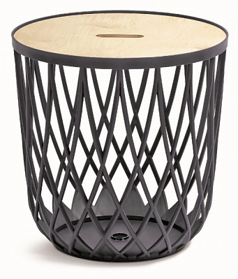 Корзина ажурная с деревянной крышкой многофункциональная 35 л, 390х400 мм, антрацит 