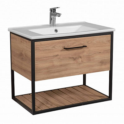 Тумба Aqua Rodos Loft-Scandi с умывальником Arte 75 см (консольная)