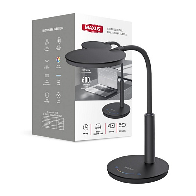 Настольная лампа офисная Maxus 10 Вт черный 1-MDL-10W-BL
