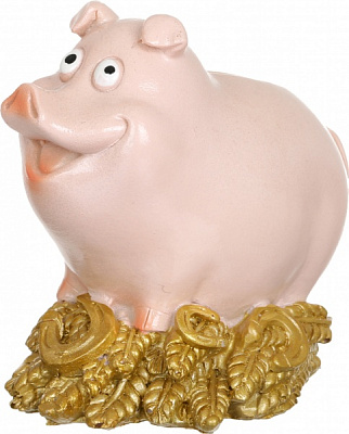 Декорація новорічна Сувенір-скарбничка Свинка весела на колосках 10 см ZY0917102C-2