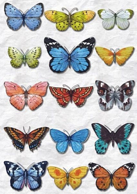 Декоративная наклейка Наш Декупаж Бабочки акварель 49x70 см