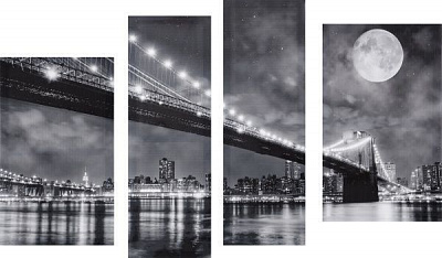 Картина модульна 4 частини Міста G-885 (2 - 53х32, 2 - 24х70) 118x75 см Е0078