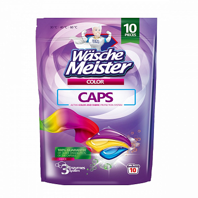 Капсулы для машинной стирки WASCHE MEISTER COLOR трехъёмочные 0,18 кг 10 шт.