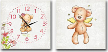 Часы настенные детские на холсте Мишка 28x28 см 06-110
