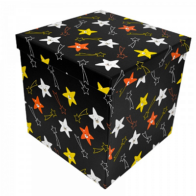 Коробка подарункова чорна зірки 26.5х26.5 см 411222410