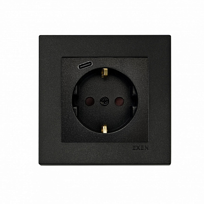 Механізм розетки побутова із заземленням EXEN Karell IP20 чорний 290-001403-274