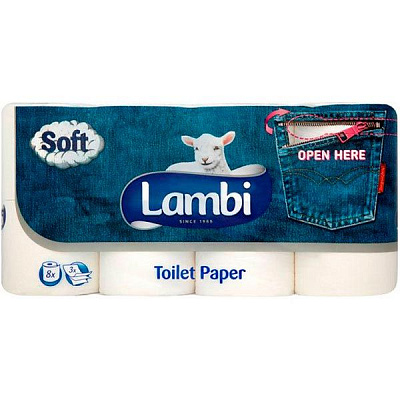 Бумага туалетная Metsa Tissue Lambi 8 шт