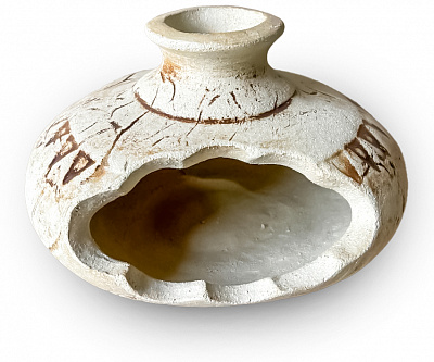 Вазон декоративний шамот Гарбуз круглий беж/коричневий Наша Кераміка