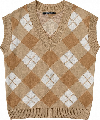Жилет для девочки ART KNIT Ромб р.128 бежевый 