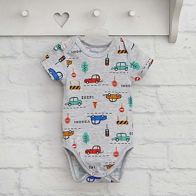 Боди детское для мальчика Blanka Авто р.80 серый 110139 