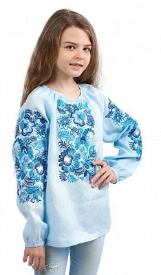 Вышиванка Эдельвика р.158 голубой 194-19/00 