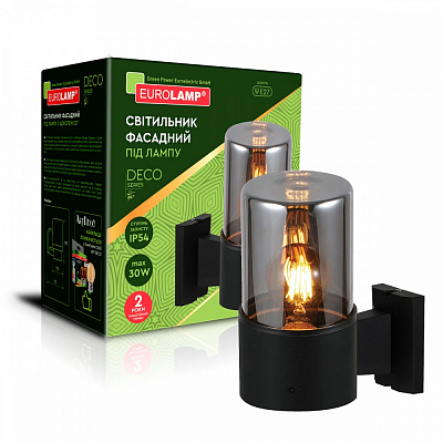 Світильник настінний Eurolamp DECO garden E27 IP54 чорний BRA-1xE27(DECO)R