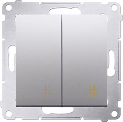 Вимикач перехресний двоклавішний Premium без підсвітки 10 А 250В срібний DW7/2.01/43