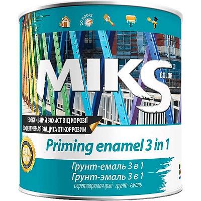 Грунт-эмаль MIKS Color 3 в 1 RAL 1023 желтый глянец 2,5кг