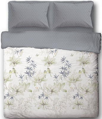 Комплект постільної білизни Romantic 2 сірий із білим Ibodo