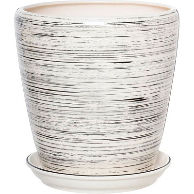 Горшок керамический Ориана-Запорожкерамика Грация №2 глянец белый-черный круглый 4,5л бело-черный (056-2-067) 