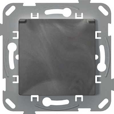 Розетка с заземлением Plank Electrotechnic Classic/Nordic антимикробная со шторками с крышкой базальт PLK0550731