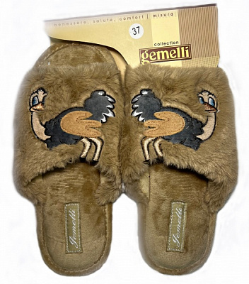 Тапки домашние Gemelli страус р.36/37/38/39/40 в ассортименте 