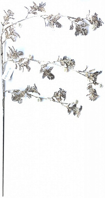 Декорація новорічна Dalian Everglory Гілка з листочками і перлинками 65 см EYC20104