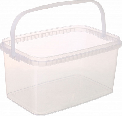 Ведро без крышки Пласт-Бокс прямоугольное с пластиковой ручкой низкое 10 л прозрачный 