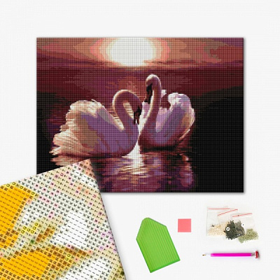 Алмазная мозаика Пара лебедей 40х50 см Brushme 