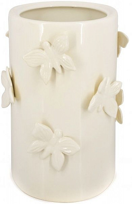 Ваза керамическая белая Бабочки 22x14,5 см