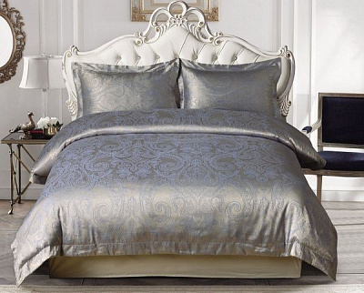 Комплект постільної білизни Delicacy2 сріблястий із синім La Nuit