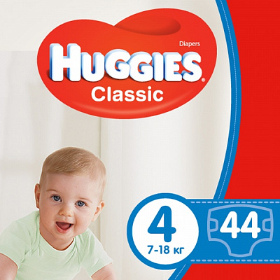 Подгузники Huggies Classic (4) jumbo 7-18 кг 44 шт.